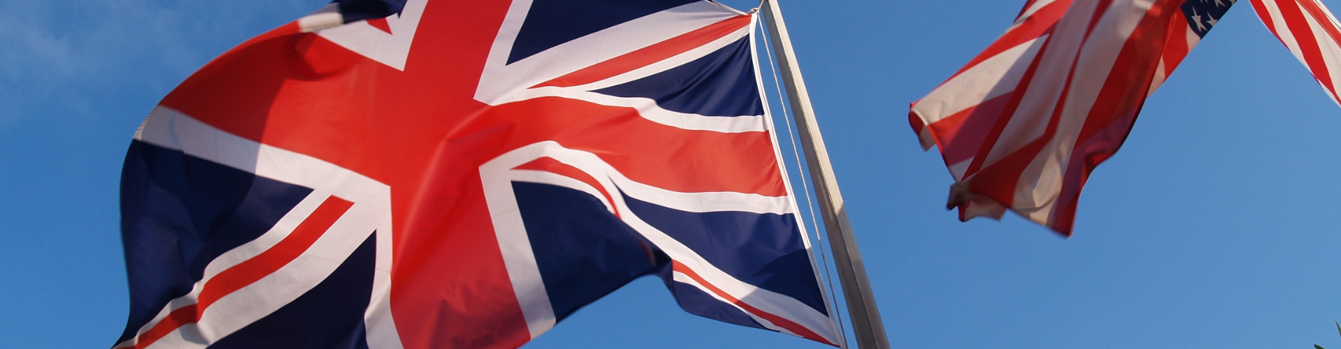 Bandiera del Regno Unito Union Jack e materiale di studio per la lingua inglese